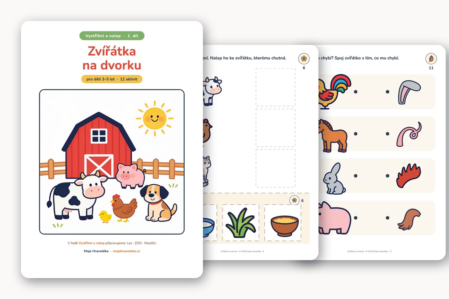 Zvířátka na dvorku – vystřihni a nalep (1. díl řady)